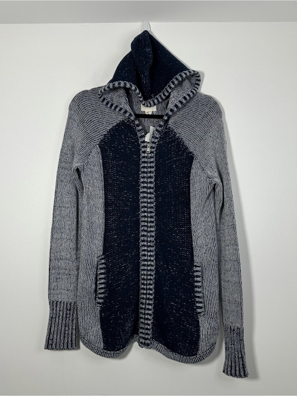 Between Me & You Women’s Medium Hooded Zip-Up Knit Cardigan Sweater NWT